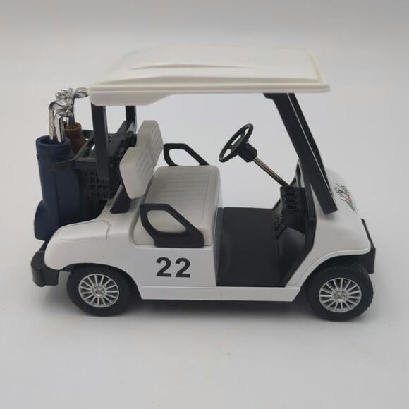 Kintoy White Golf Cart Mini Vehicle 1:24 Scale w Bags Worldwide Pullback Racer - Picture 4 of 7